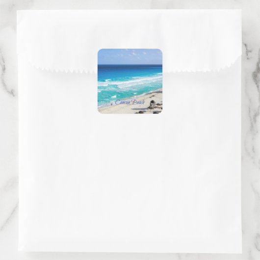 Cancun Beach, Mexico Vierkante Sticker (Tas)