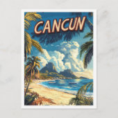 Cancun Beach Mexico Vintage Illustratie Reizen Briefkaart (Voorkant)