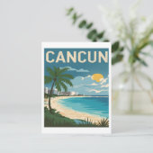 Cancun Beach Mexico Vintage Reizen Briefkaart (Staand voorkant)