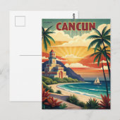 Cancun Beach Mexico Vintage Reizen Briefkaart (Voorkant / Achterkant)