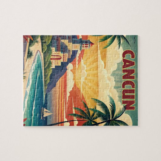 Cancun Beach Mexico Vintage Reizen Legpuzzel (Horizontaal)