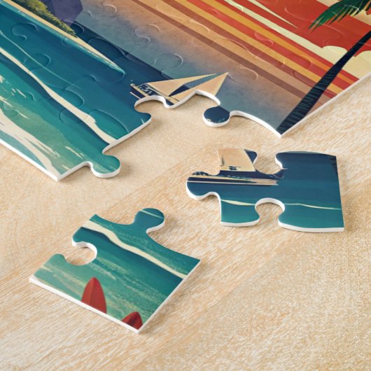 Cancun Beach Mexico Vintage Reizen Legpuzzel (Zijkant)