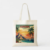 Cancun Beach Mexico Vintage Reizen Tote Bag (Achterkant)