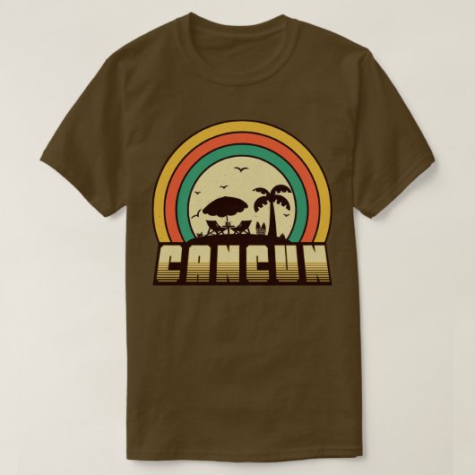 Cancun Beach  Retro Zonsondergang Stijl T-shirt (Design voorkant)