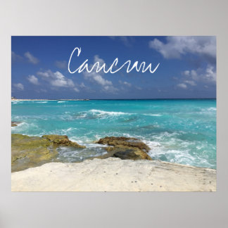 Cancun Briefkaart van de Golven van de Grote Oceaa Poster