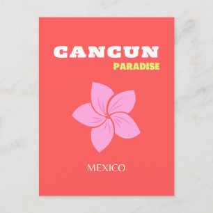 Cancun, Cancun Reiskunst, Preppy, Roze, Rood Feestdagenkaart