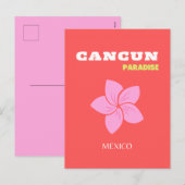 Cancun, Cancun Reiskunst, Preppy, Roze, Rood Feestdagenkaart (Voorkant / Achterkant)