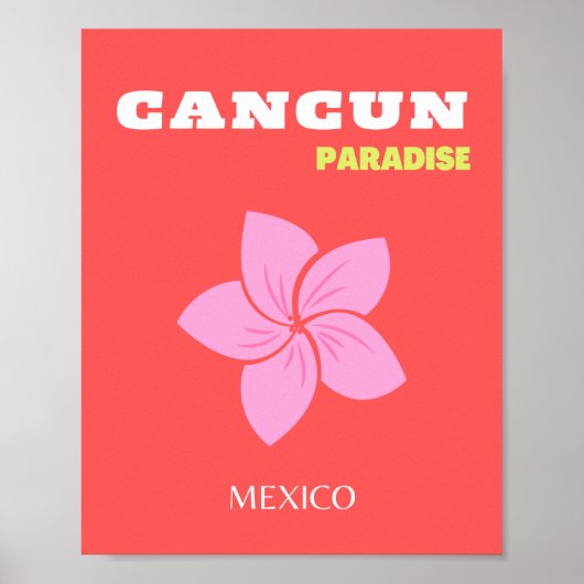 Cancun, Cancun Reiskunst, Preppy, Roze, Rood Poster (Voorkant)