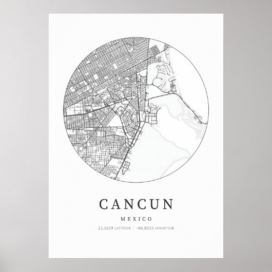 Cancun Cartografie Kaart Poster (Voorkant)