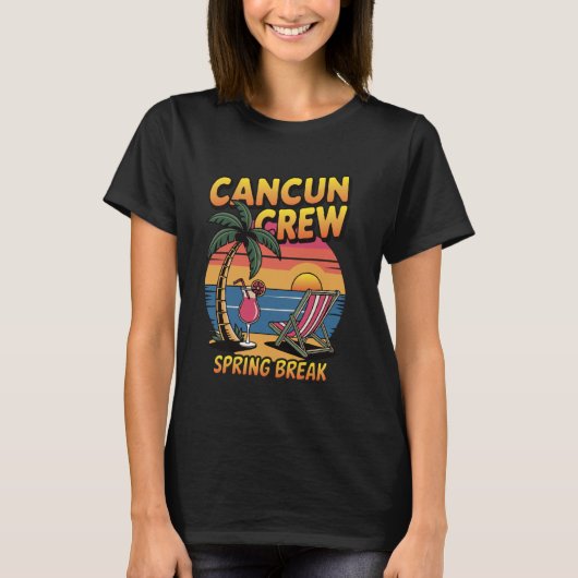 Cancun Crew Spring Break, Strandvakantie voor mann T-shirt (Voorkant)