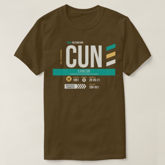 Cancun CUN Airport Code Bagage Label T-shirt (Design voorkant)