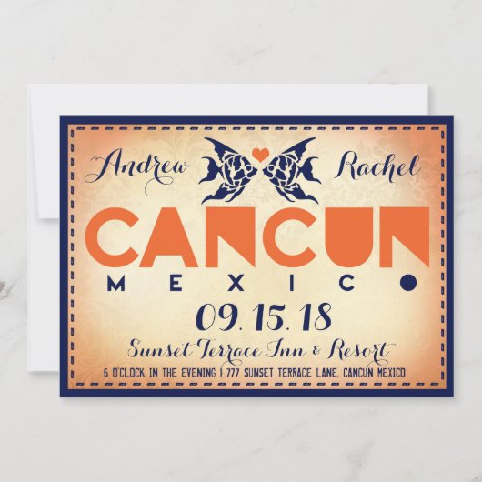 CANCUN Destination Wedding Invitation Kaart (Voorkant)