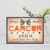 CANCUN Destination Wedding Invitation Kaart (Staand voorkant)