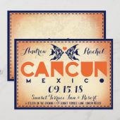 CANCUN Destination Wedding Invitation Kaart (Voorkant / Achterkant)