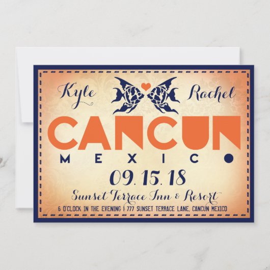 CANCUN Destination Wedding Invitation Kaart (Voorkant)