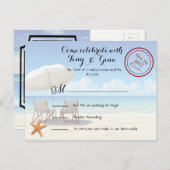 Cancun Destination Wedding RSVP Briefkaart (Voorkant / Achterkant)