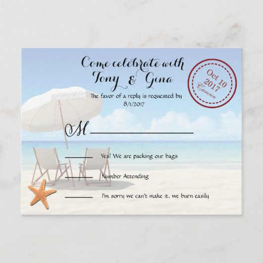 Cancun Destination Wedding RSVP Briefkaart (Voorkant)