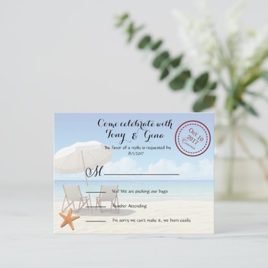 Cancun Destination Wedding RSVP Briefkaart (Staand voorkant)
