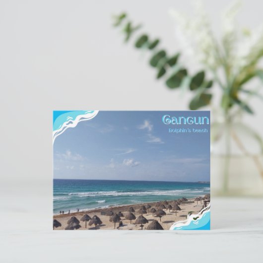 Cancun-Dolphin´s Beach Briefkaart (Staand voorkant)