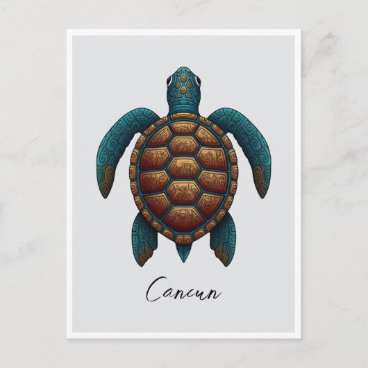 Cancun Maya ontwerp zee schildpad Briefkaart (Voorkant)