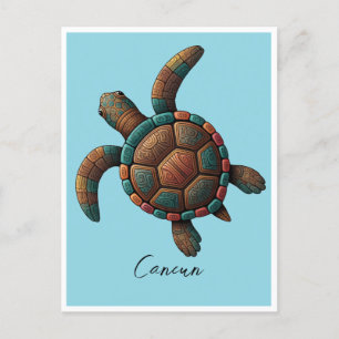 Cancun Maya ontwerp zee schildpad Briefkaart