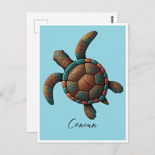 Cancun Maya ontwerp zee schildpad Briefkaart (Voorkant / Achterkant)