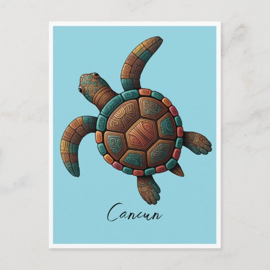 Cancun Maya ontwerp zee schildpad Briefkaart (Voorkant)