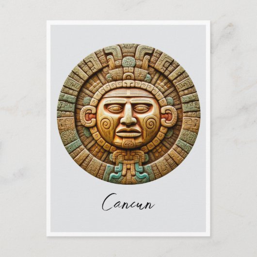 Cancun Maya Sun God Mexico Reizen Briefkaart (Voorkant)