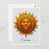 Cancun Maya Sun God Mexico Reizen Briefkaart (Voorkant / Achterkant)