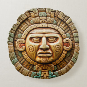 Cancun Maya Sun God Mexico Reizen Rond Kussen