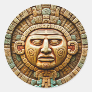 Cancun Maya Sun God Mexico Reizen Ronde Sticker