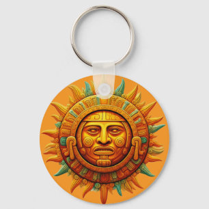 Cancun Maya Sun God Mexico Reizen Sleutelhanger