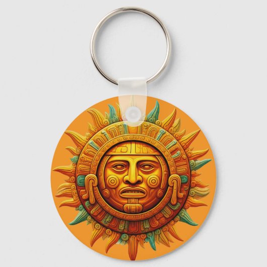 Cancun Maya Sun God Mexico Reizen Sleutelhanger (Voorkant)