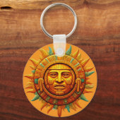 Cancun Maya Sun God Mexico Reizen Sleutelhanger (Voorkant)