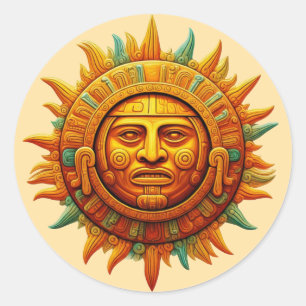 Cancun Mayan Mask Mexico Reizen Ronde Sticker