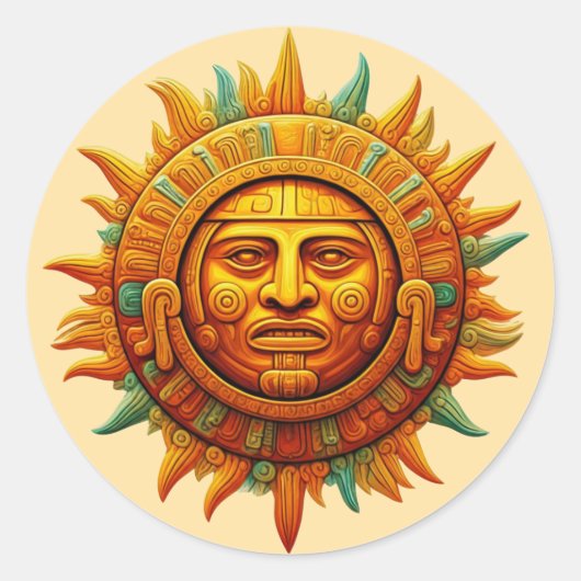 Cancun Mayan Mask Mexico Reizen Ronde Sticker (Voorkant)