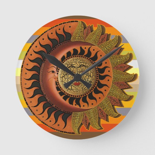 Cancun Mayan Moon en Sun Clock Ronde Klok (Voorkant)