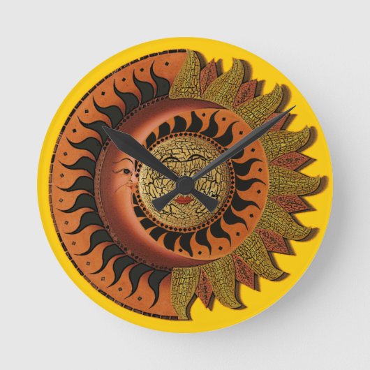 Cancun Mayan Moon en Sun Clock Ronde Klok (Voorkant)