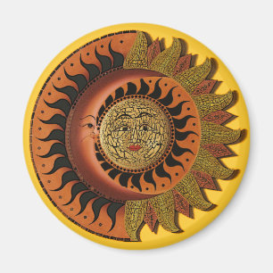 Cancun Mayan Moon en Sun Magnet