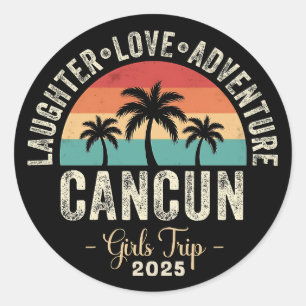 Cancun Meisjesreis 2025 Vriendinnen Vakantie Meisj Ronde Sticker