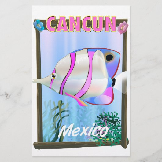 Cancun Mexicaanse tropische reisposter Briefpapier (Voorkant)