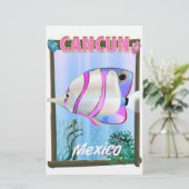 Cancun Mexicaanse tropische reisposter Briefpapier (Staand voorkant)
