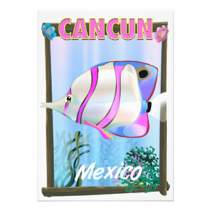 Cancun Mexicaanse tropische reisposter Foto Afdruk