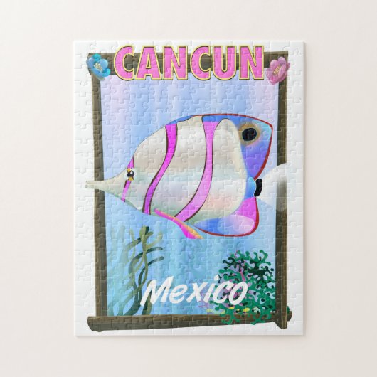 Cancun Mexicaanse tropische reisposter Legpuzzel (Verticaal)