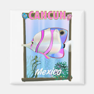 Cancun Mexicaanse tropische reisposter Magneet
