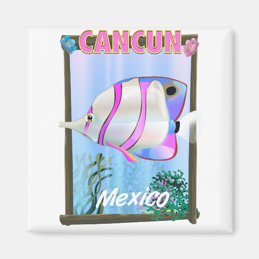 Cancun Mexicaanse tropische reisposter Magneet (Voorkant)