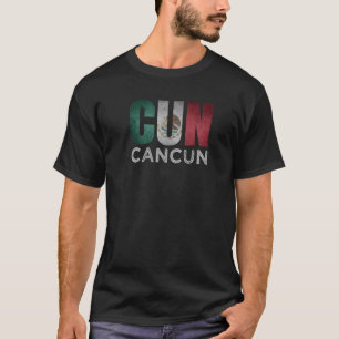 Cancun Mexicaanse vlag Mexicaanse code vliegveld v T-shirt