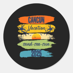 Cancun Mexico 2025 Zomer Vakantie Matching Familie Ronde Sticker