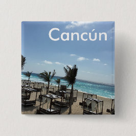 Cancún (Mexico) - 2 inch vierkante knop Button 5,1 Cm