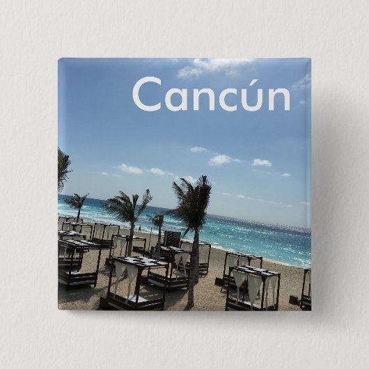 Cancún (Mexico) - 2 inch vierkante knop Button 5,1 Cm (Voorkant)